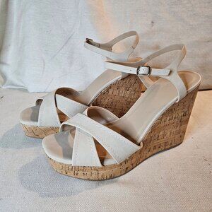 K Studio High Wedge Tan Sandals - Size 10